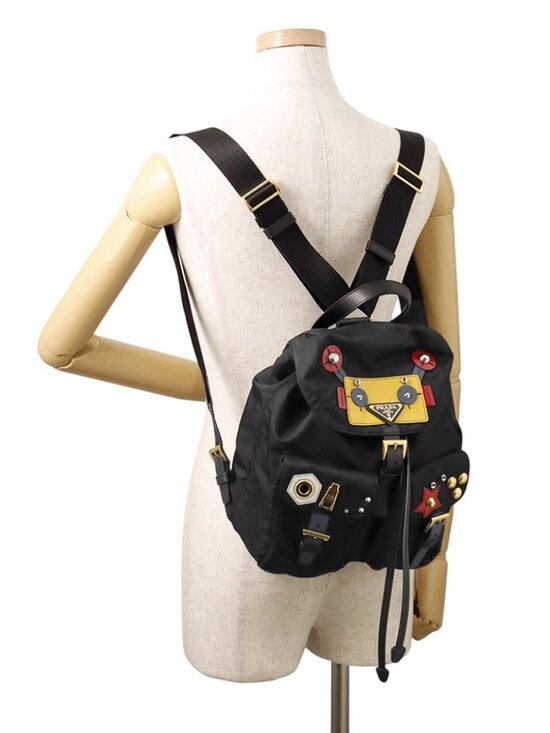 Prada Small Robot Nylon Backpack Black